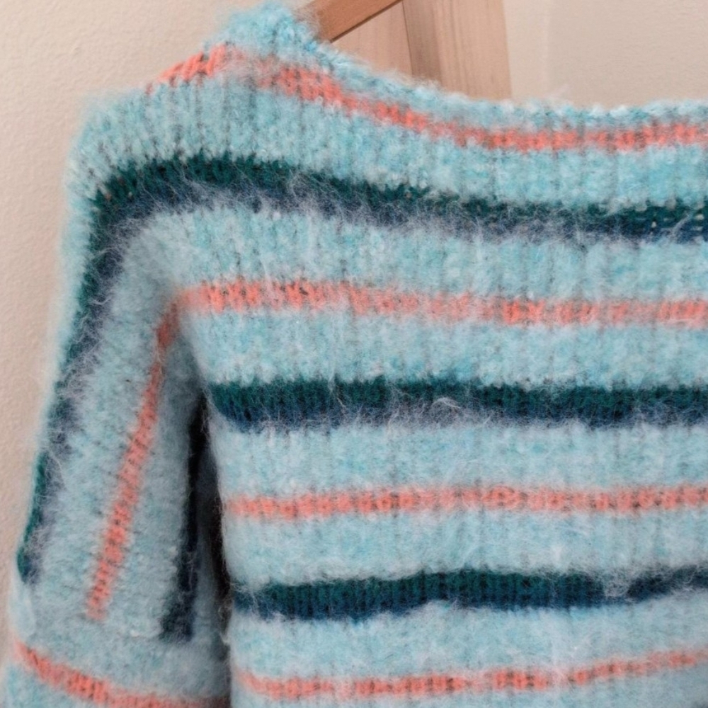 ✨SOLD✨ NWT Free People Lily Pullover Striped & Floral Oversized Sweater - Picture 10 of 11